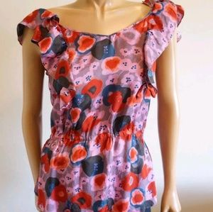 Rebecca Taylor Floral Ruffle Blouse